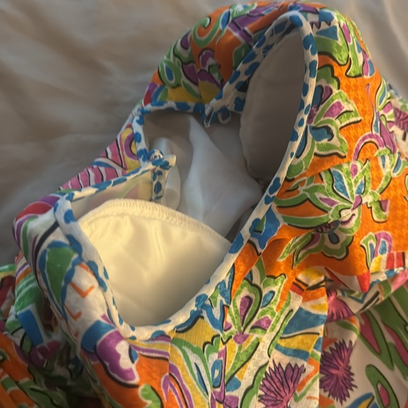 Vintage Diane Freis Colorful Abstract Print Dress with scarf - Picture 7 of 10